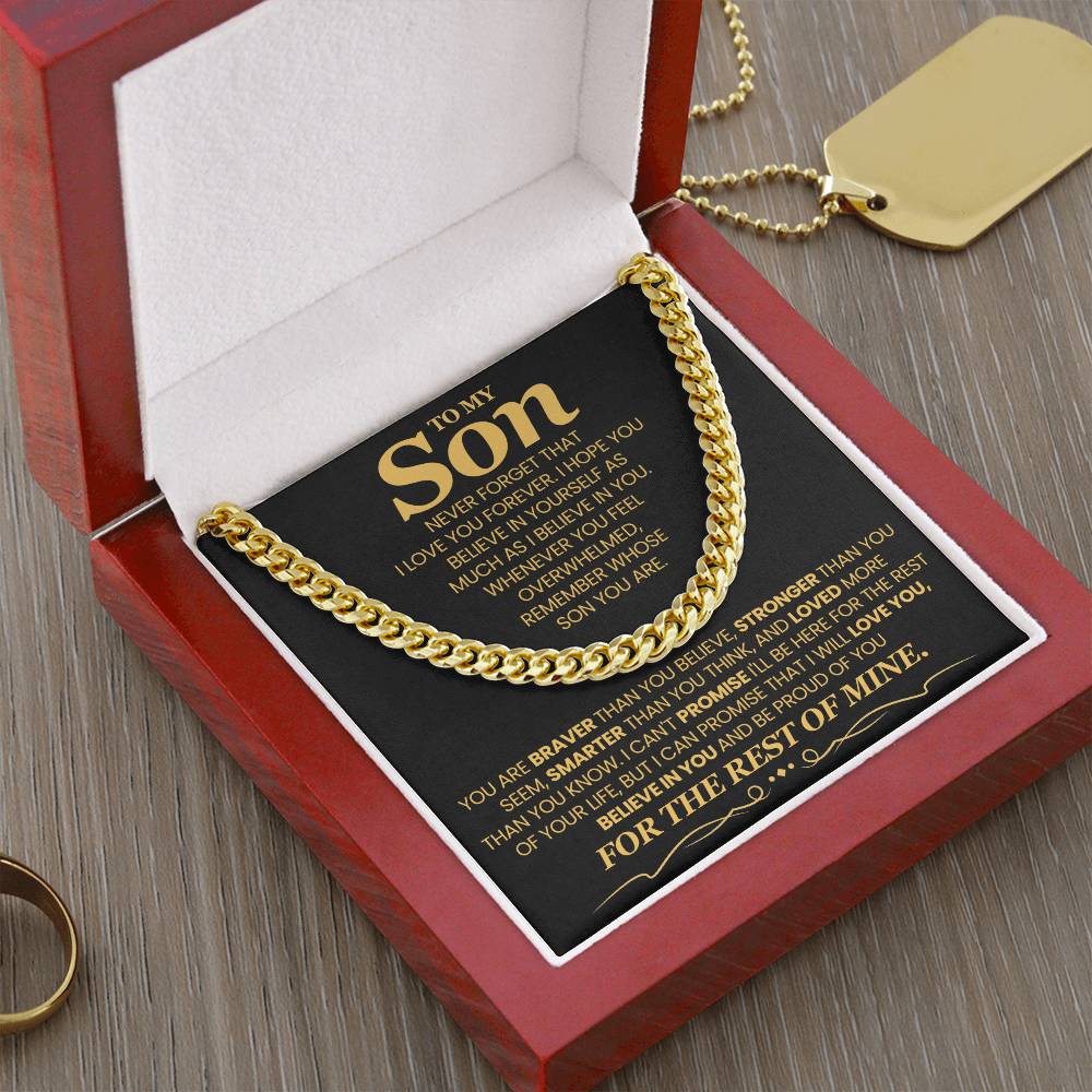 Gift for Son  "I Love You Forever" - Cuban Link Chain Necklace