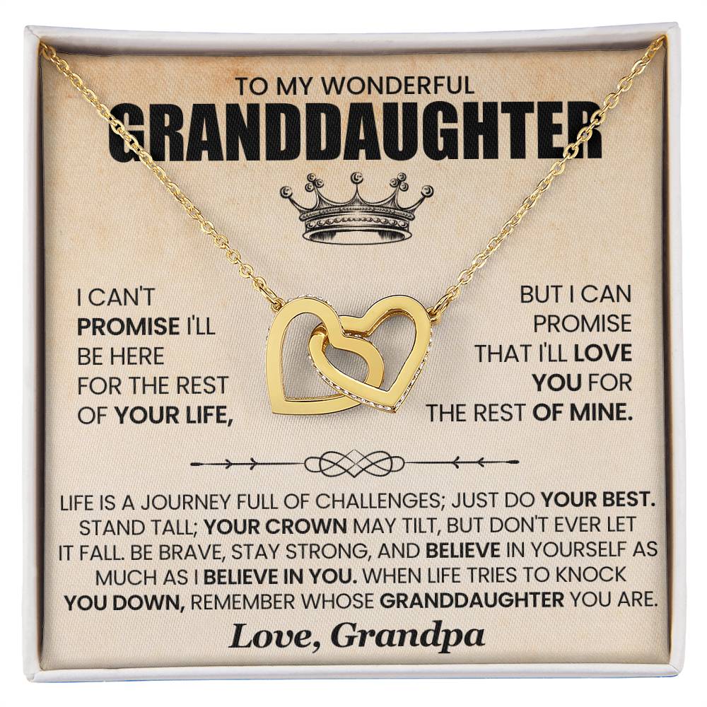 Gift for GrandDaughter from GrandPa "Promise to Love You" - Interlocking Hearts Necklace