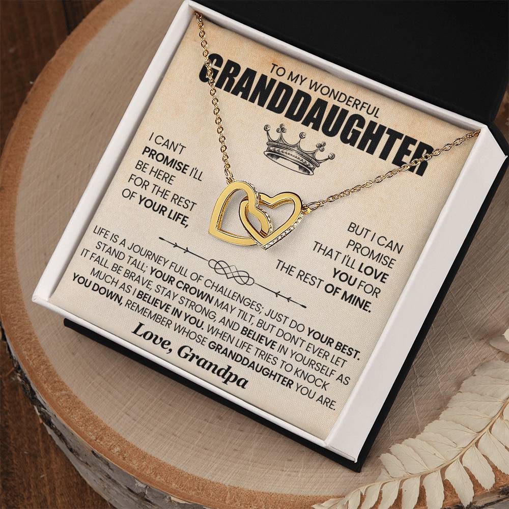 Gift for GrandDaughter from GrandPa "Promise to Love You" - Interlocking Hearts Necklace