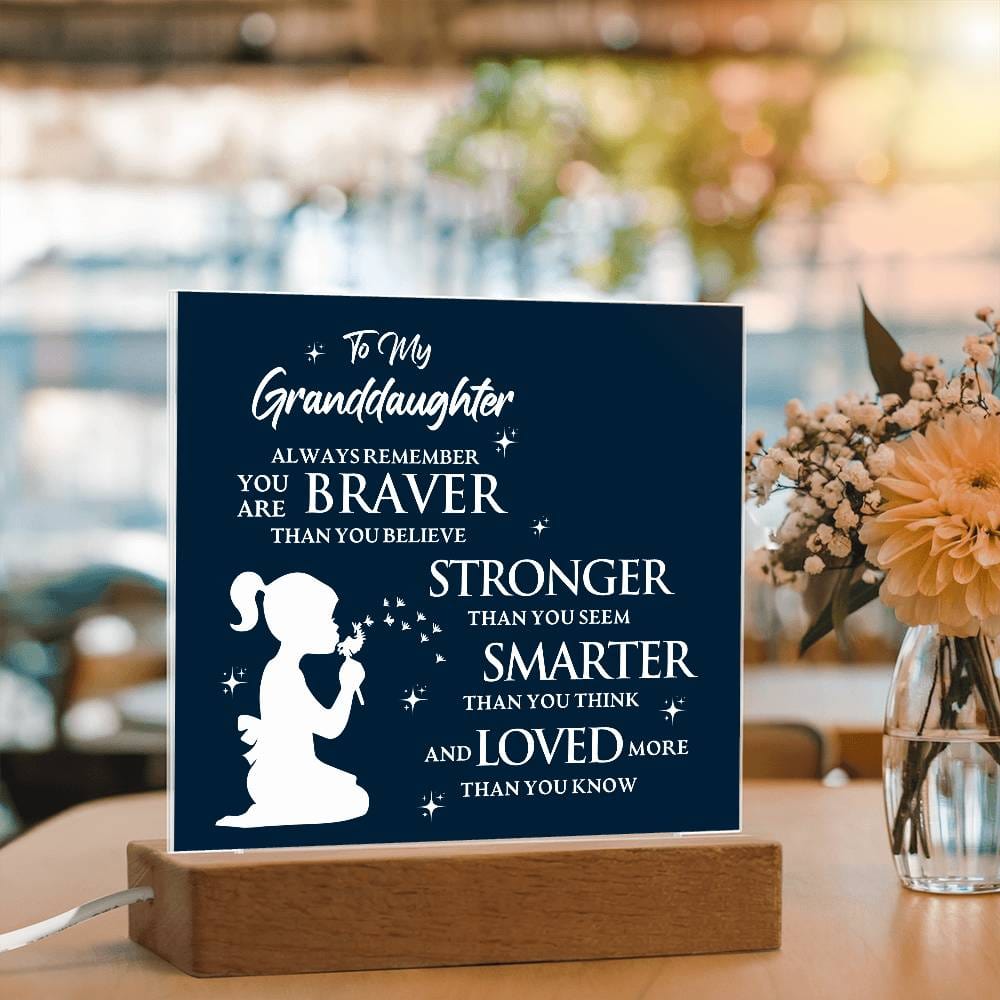 Gift for GrandDaughter "Loved More Than You Know" - Acrylic Square Plaque