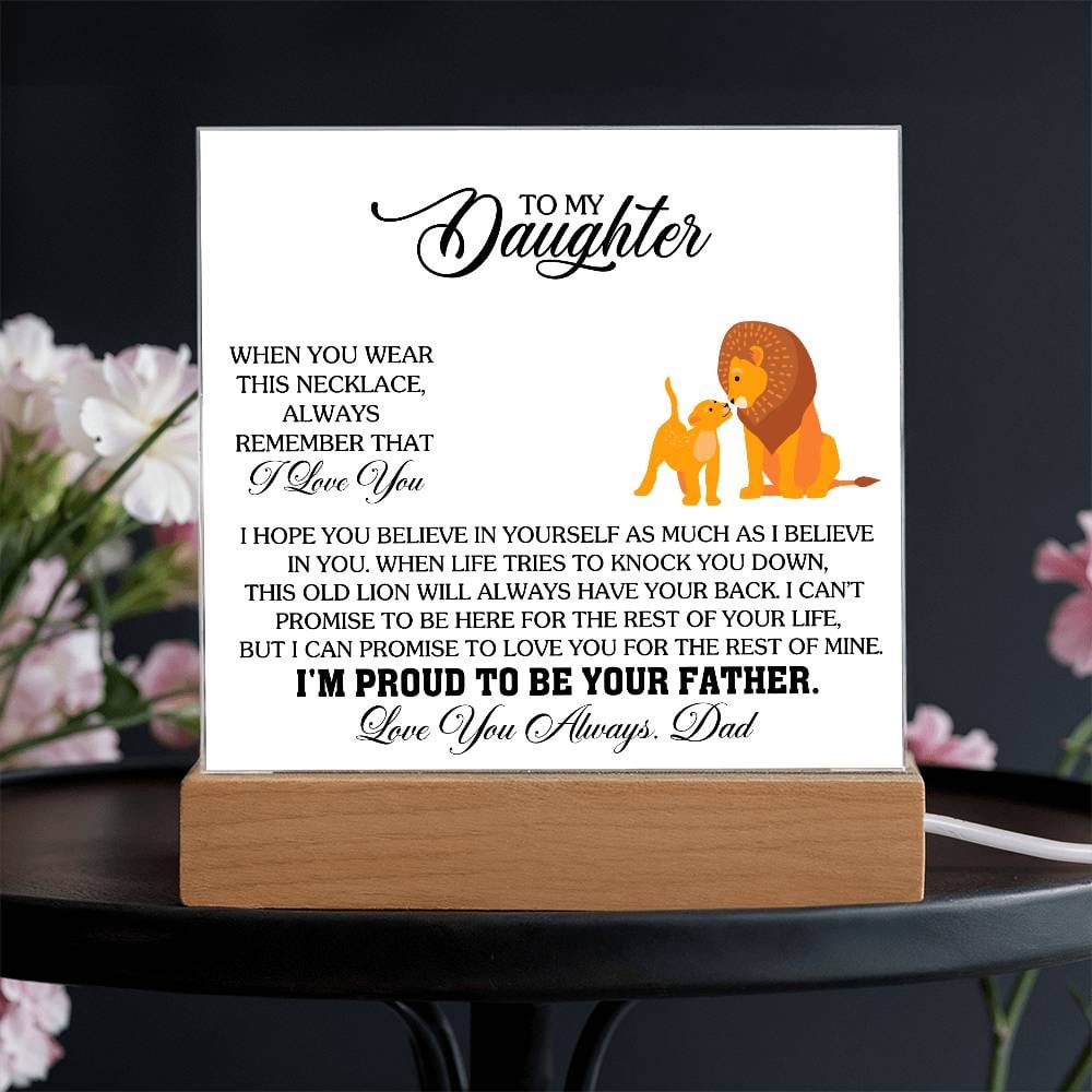 Gift for Daughter from Dad "Remember I Love You" - Acrylic Square Plaque