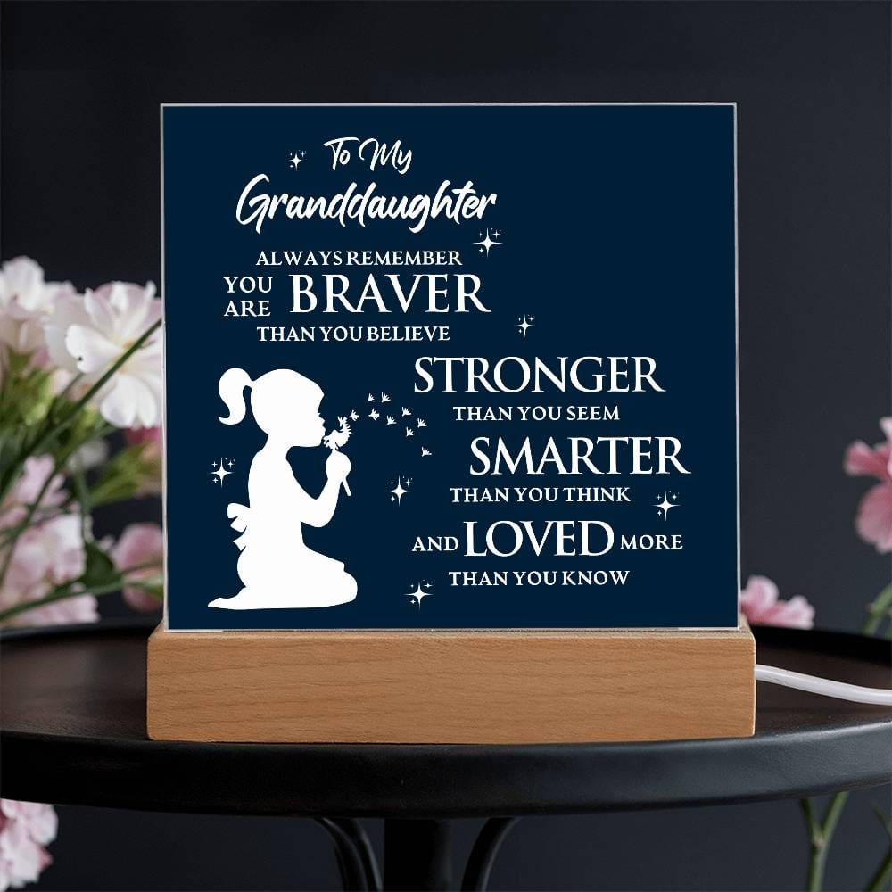 Gift for GrandDaughter "Loved More Than You Know" - Acrylic Square Plaque