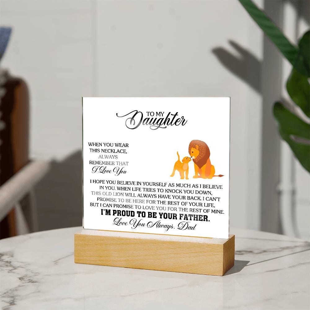 Gift for Daughter from Dad "Remember I Love You" - Acrylic Square Plaque