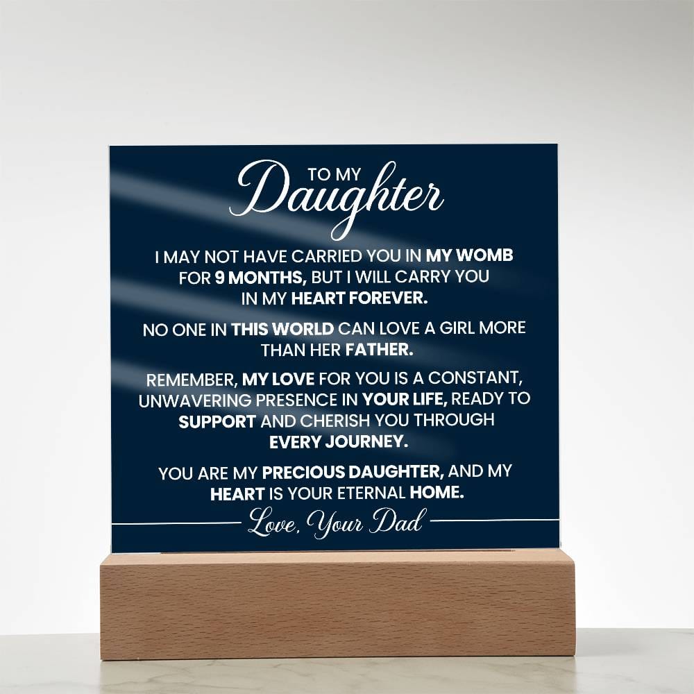 Gift for Daughter from Dad "In My Heart Forever" - Acrylic Square Plaque