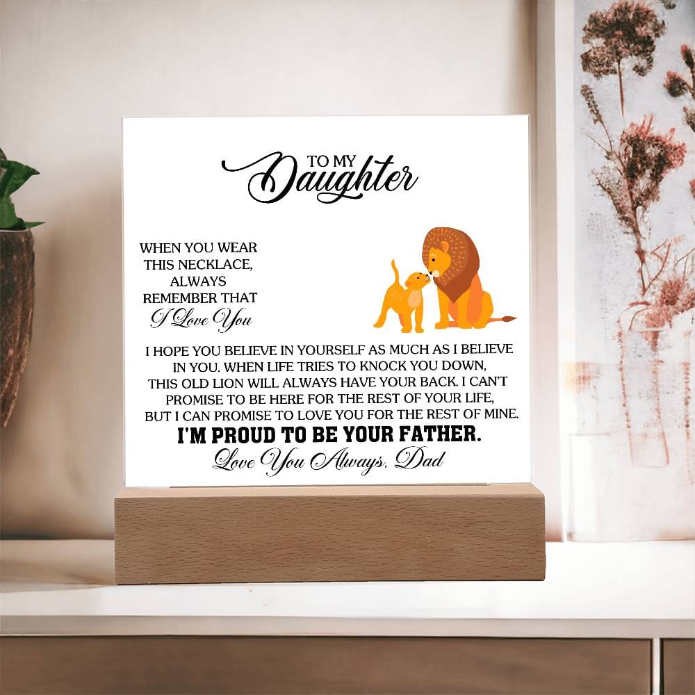 Gift for Daughter from Dad "Remember I Love You" - Acrylic Square Plaque