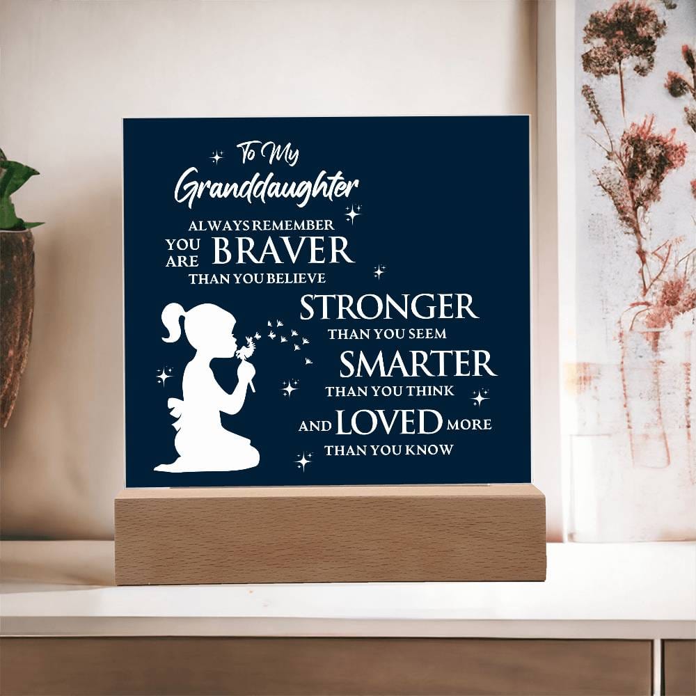 Gift for GrandDaughter "Loved More Than You Know" - Acrylic Square Plaque