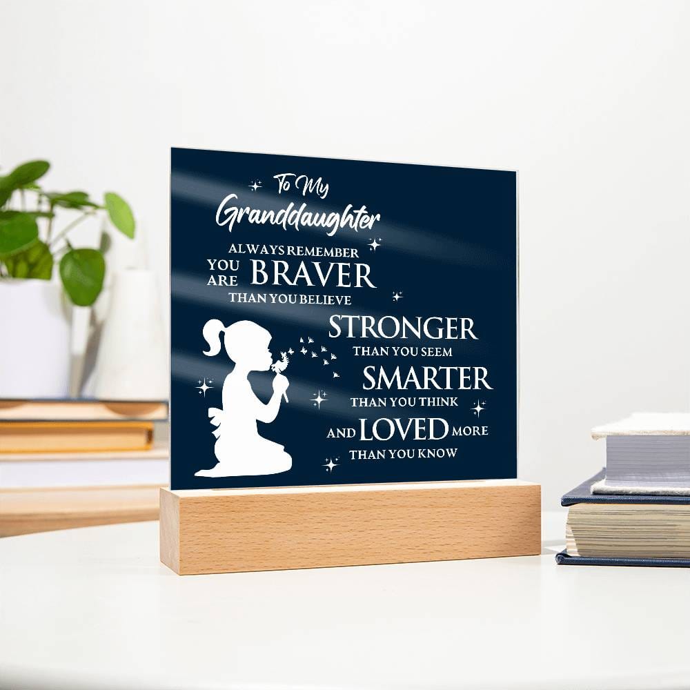 Gift for GrandDaughter "Loved More Than You Know" - Acrylic Square Plaque