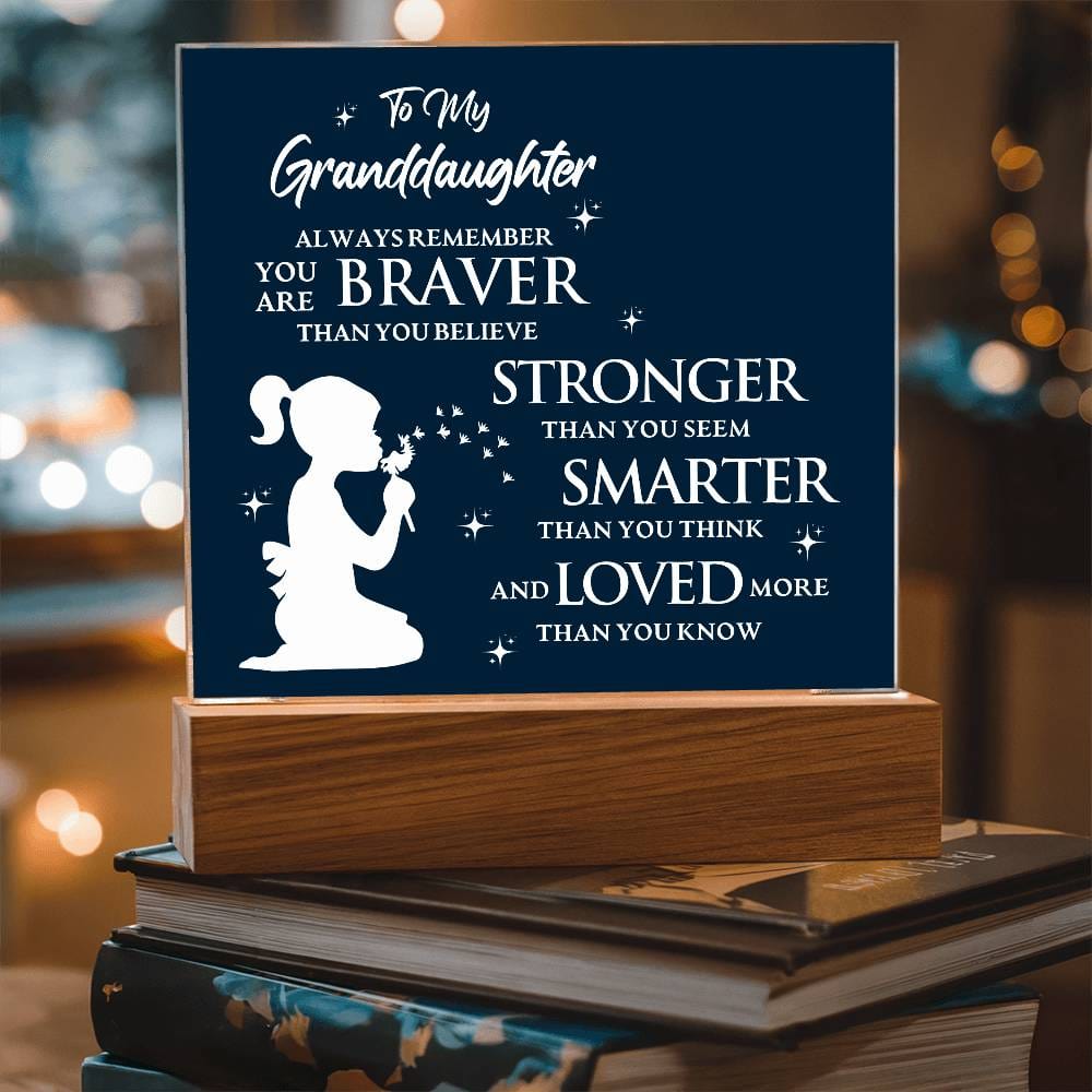 Gift for GrandDaughter "Loved More Than You Know" - Acrylic Square Plaque