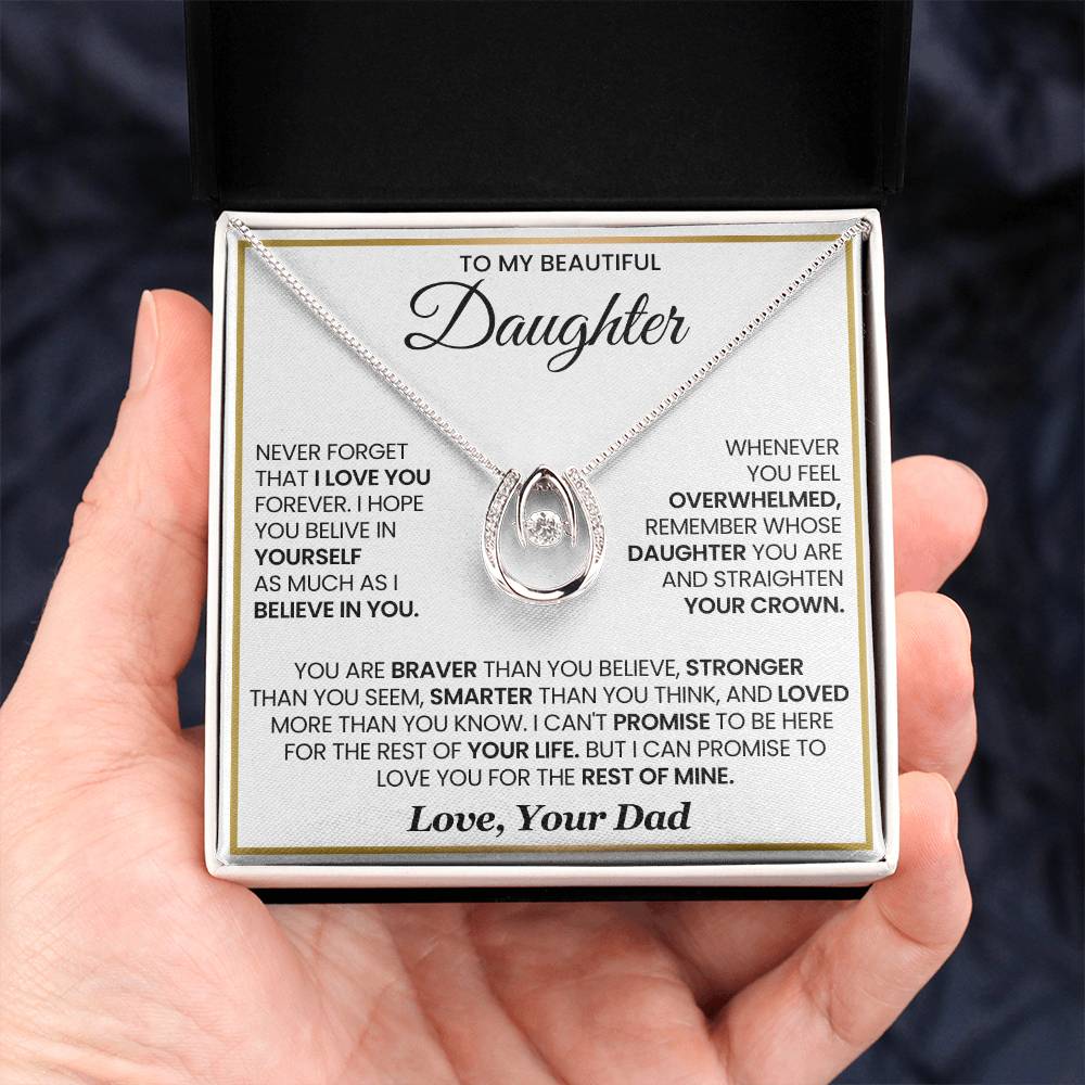 Gift for Daughter from Dad "I Believe In You" - Lucky In Love Necklace