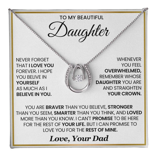 Gift for Daughter from Dad "I Believe In You" - Lucky In Love Necklace