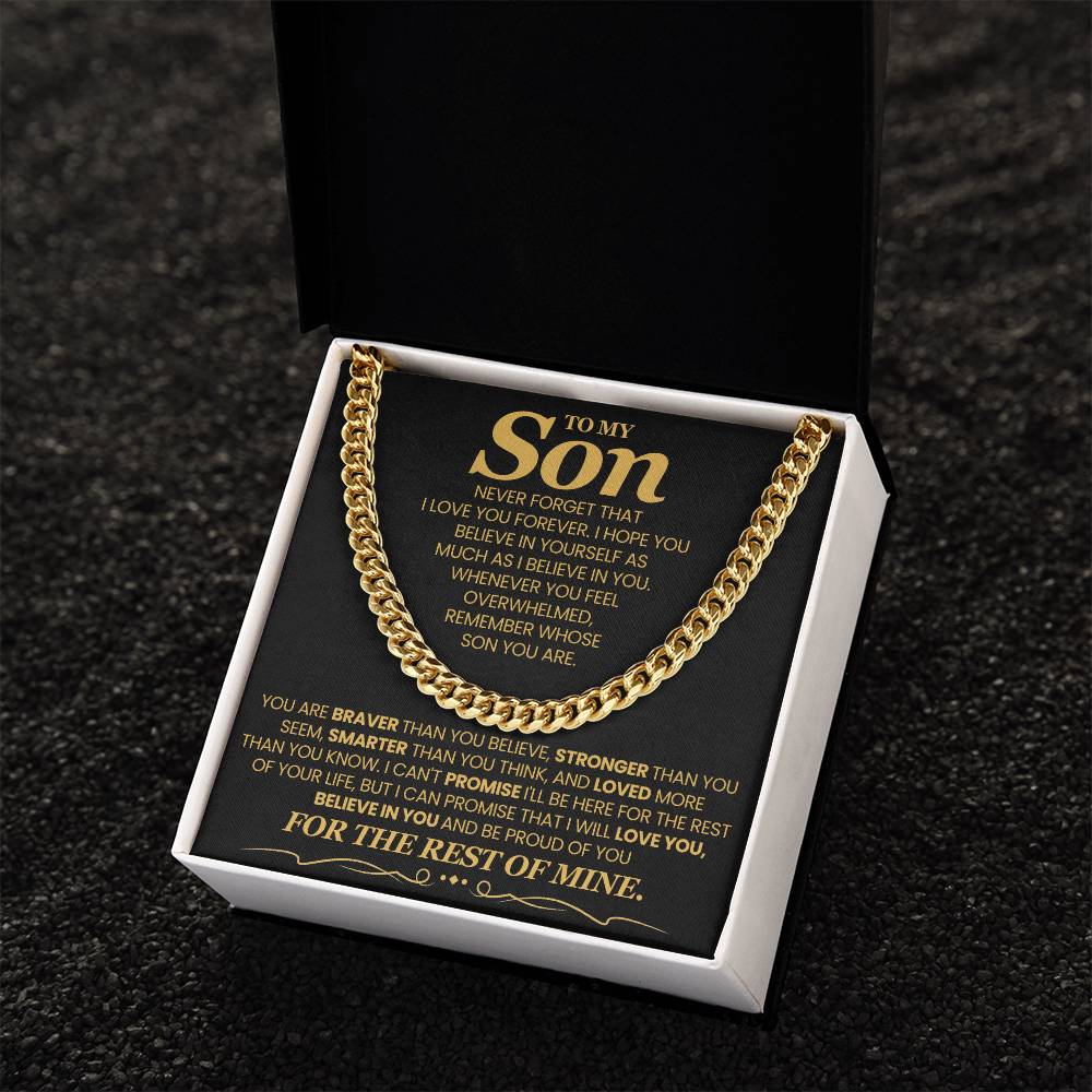 Gift for Son  "I Love You Forever" - Cuban Link Chain Necklace