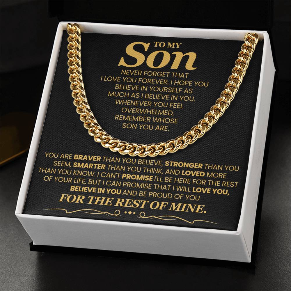 Gift for Son  "I Love You Forever" - Cuban Link Chain Necklace