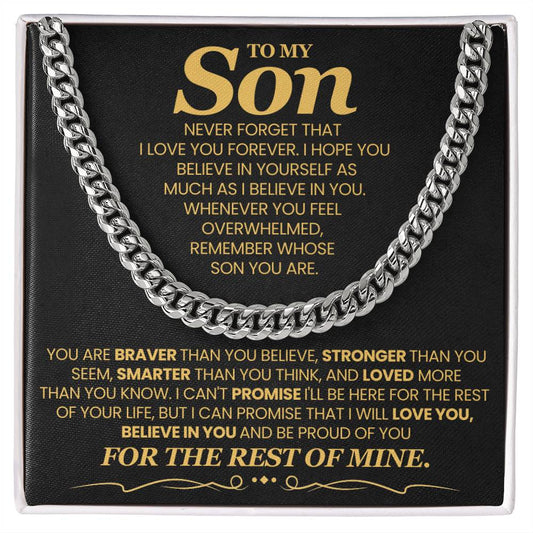 Gift for Son  "I Love You Forever" - Cuban Link Chain Necklace