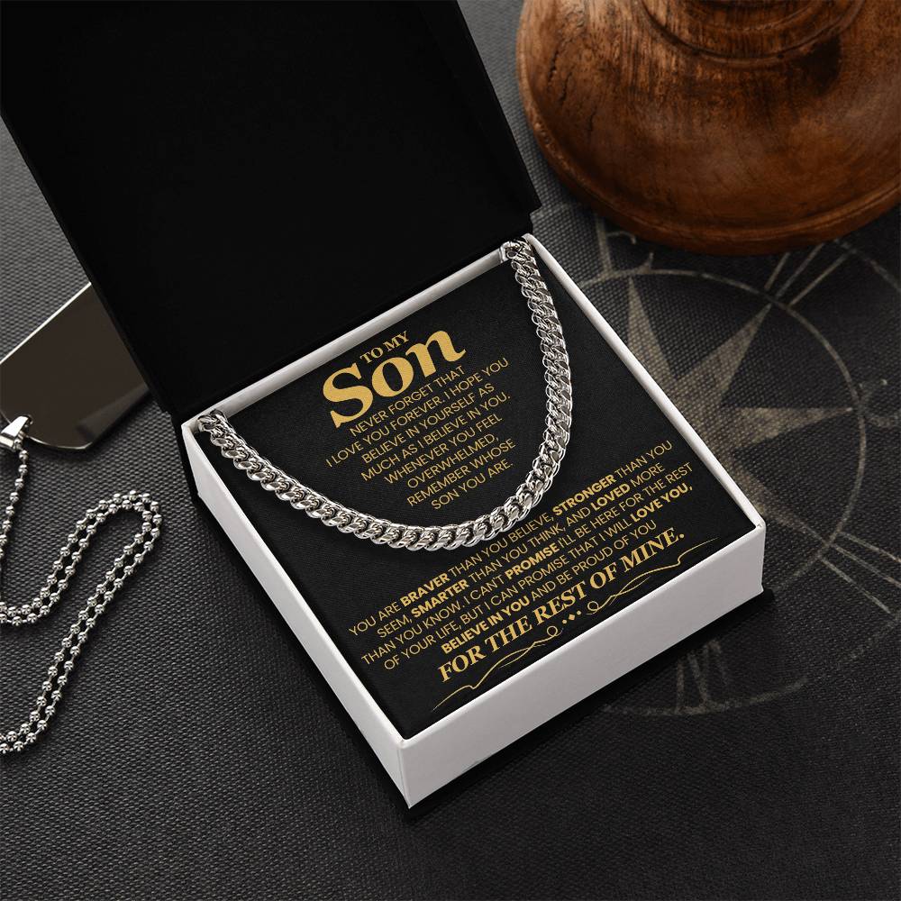 Gift for Son  "I Love You Forever" - Cuban Link Chain Necklace