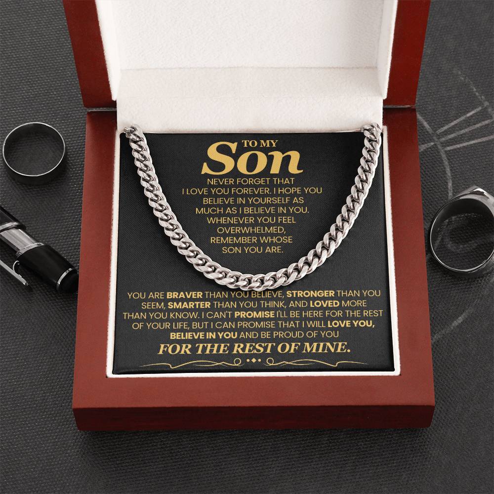 Gift for Son  "I Love You Forever" - Cuban Link Chain Necklace