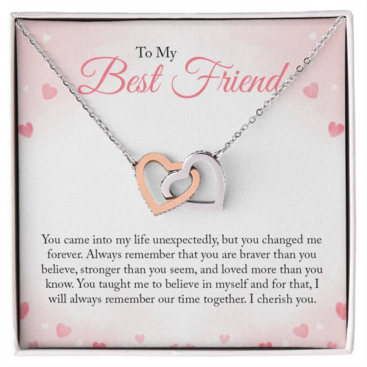 Gift for Friend "My Best Friend" - Interlocking Hearts Necklace