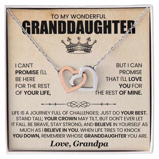 Gift for GrandDaughter from GrandPa "Promise to Love You" - Interlocking Hearts Necklace