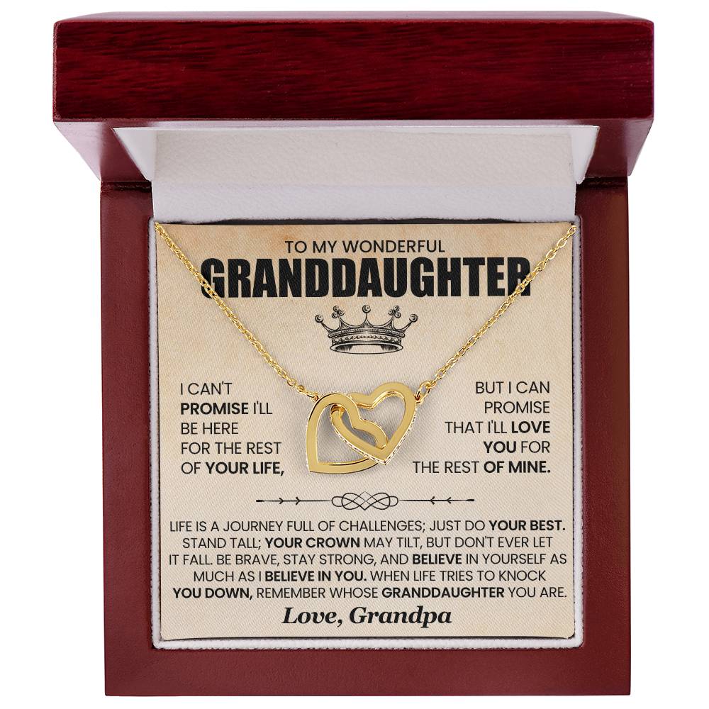 Gift for GrandDaughter from GrandPa "Promise to Love You" - Interlocking Hearts Necklace