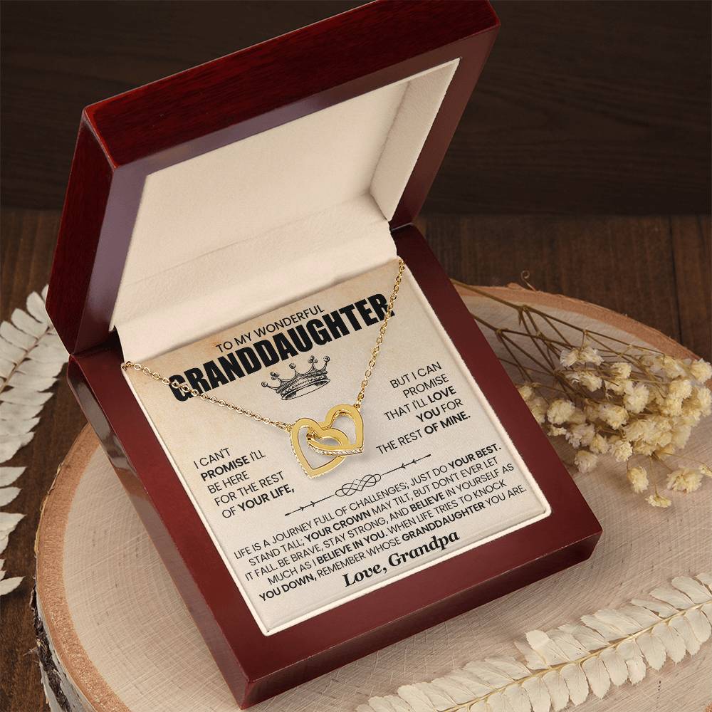 Gift for GrandDaughter from GrandPa "Promise to Love You" - Interlocking Hearts Necklace