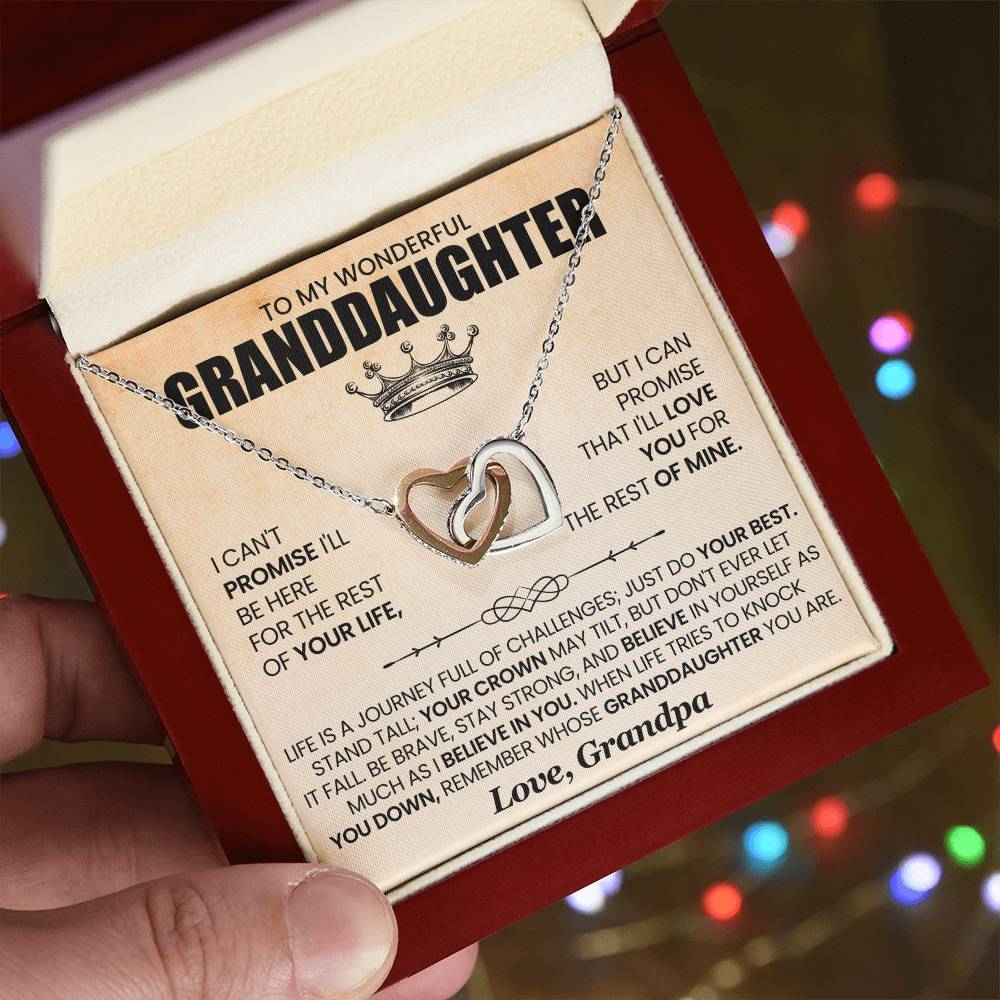 Gift for GrandDaughter from GrandPa "Promise to Love You" - Interlocking Hearts Necklace