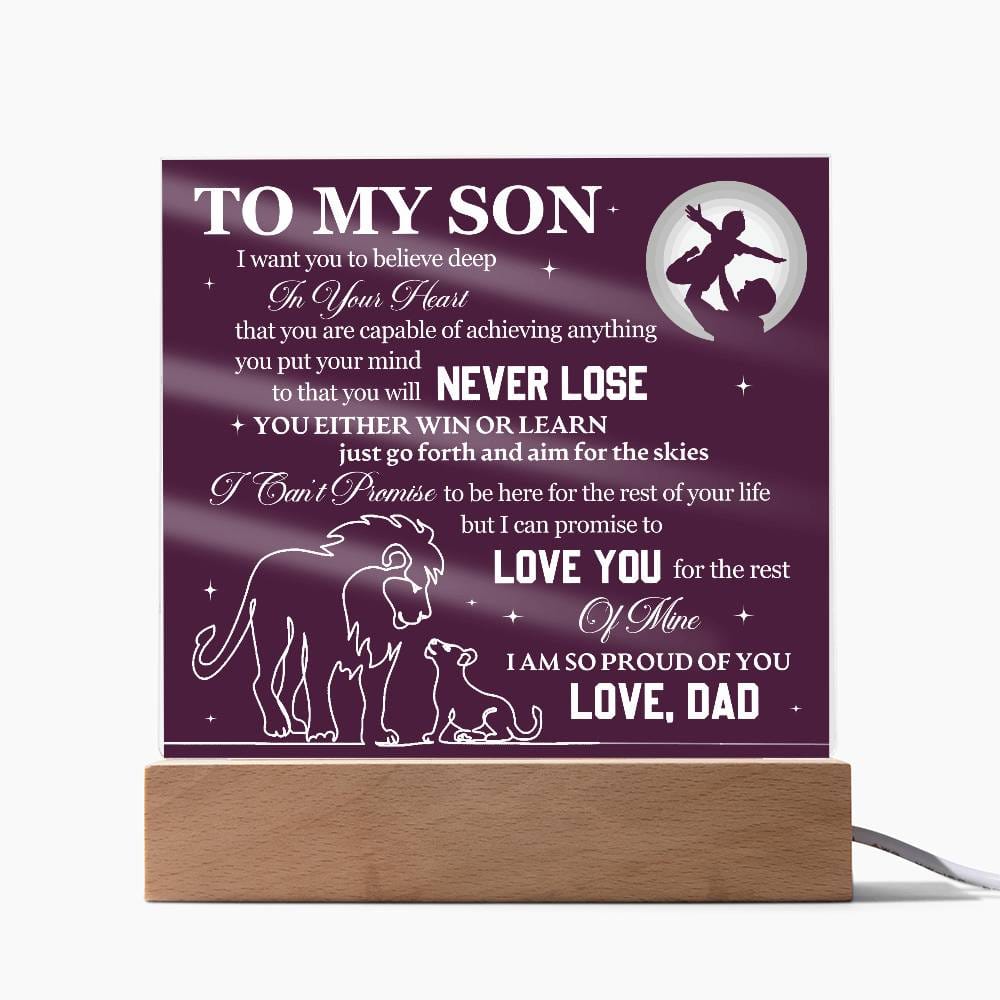 Gift for Son from Dad "I Am So Proud Of You" - Acrylic Square Plaque