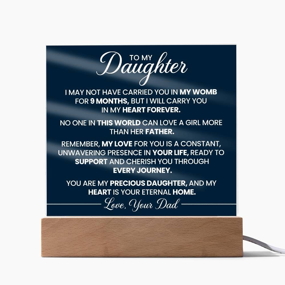 Gift for Daughter from Dad "In My Heart Forever" - Acrylic Square Plaque