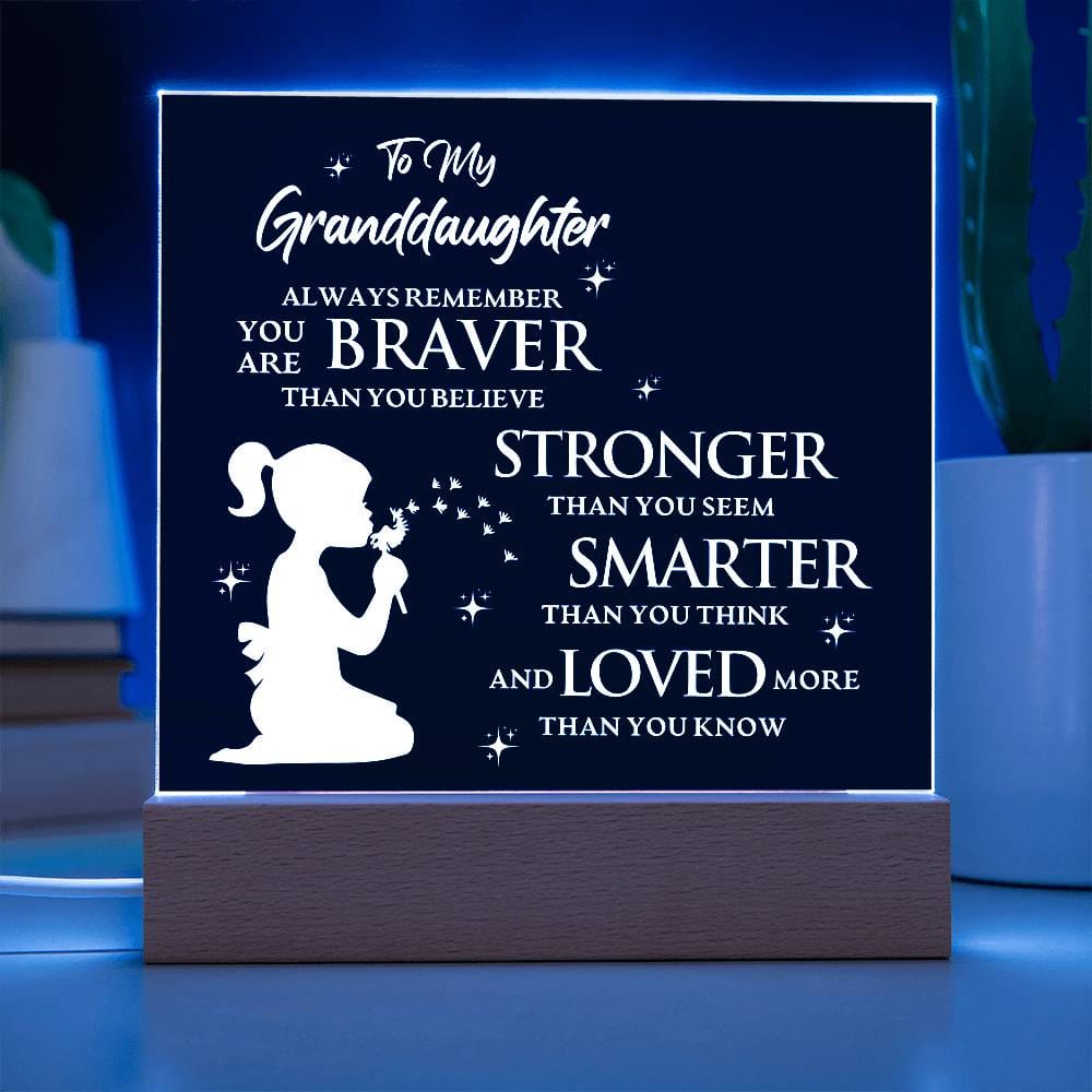 Gift for GrandDaughter "Loved More Than You Know" - Acrylic Square Plaque