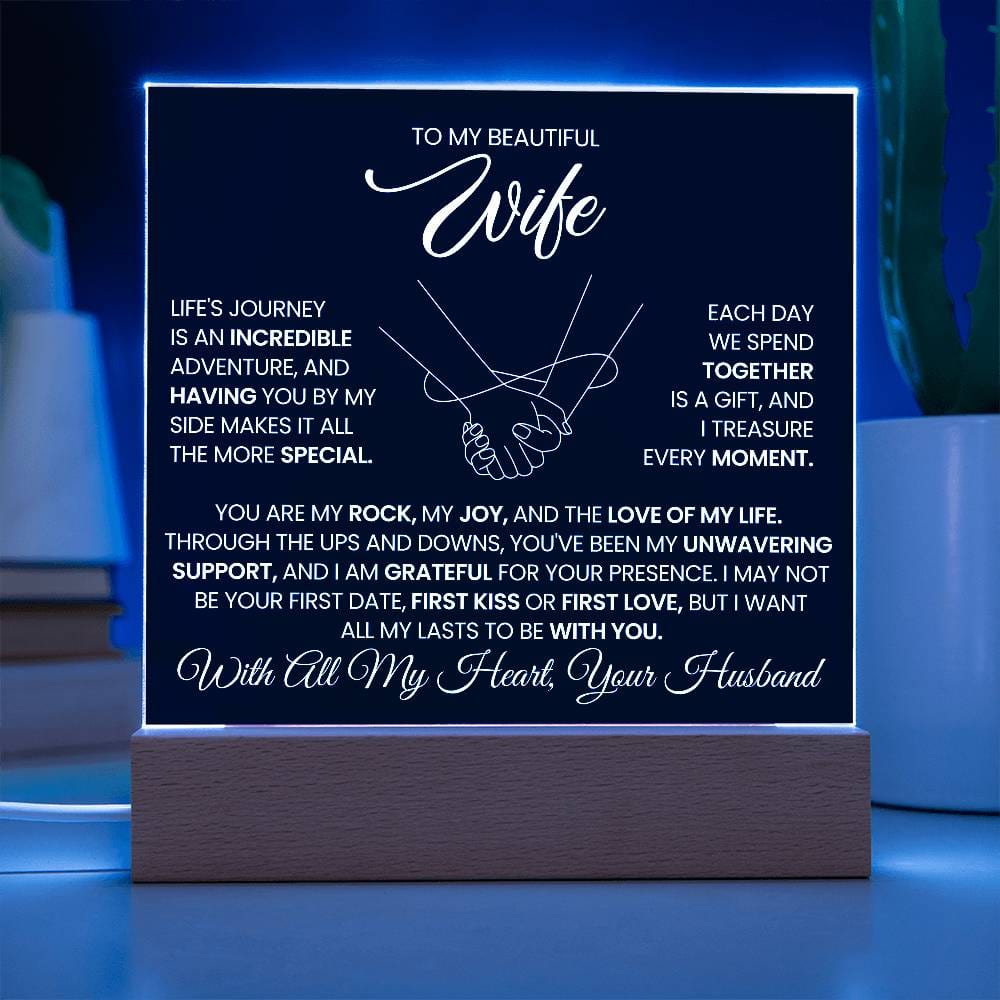 Gift for Wife from Husband "You Are My Rock" - Acrylic Square Plaque