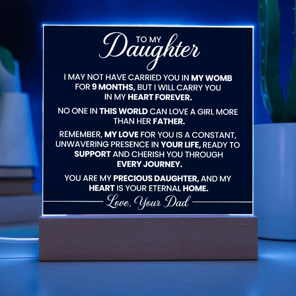 Gift for Daughter from Dad "In My Heart Forever" - Acrylic Square Plaque