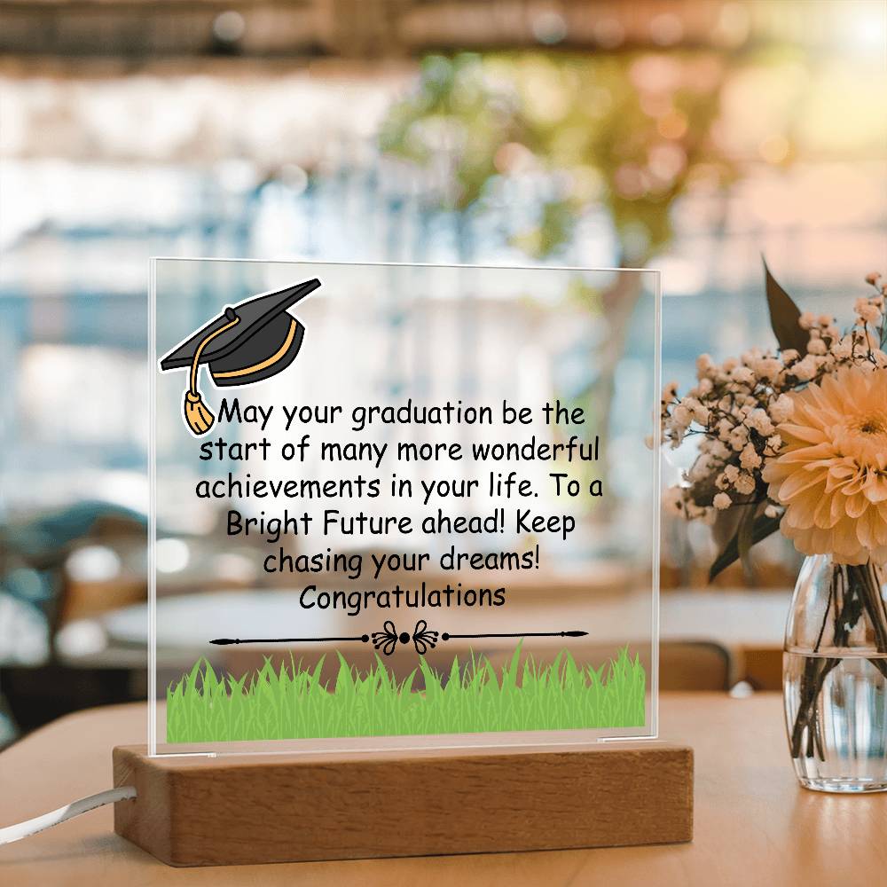 Gift for Graduation "A Bright Future" - Acrylic Square Plaque