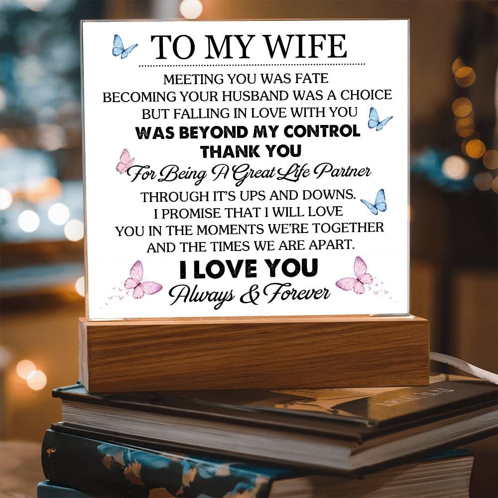 Gift for Wife from Husband "Great Life Partner" - Acrylic Square Plaque