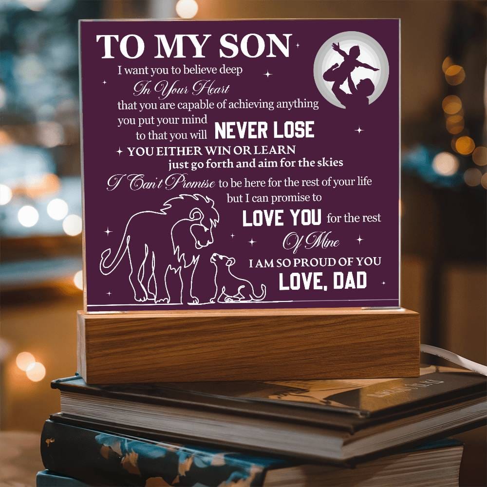 Gift for Son from Dad "I Am So Proud Of You" - Acrylic Square Plaque