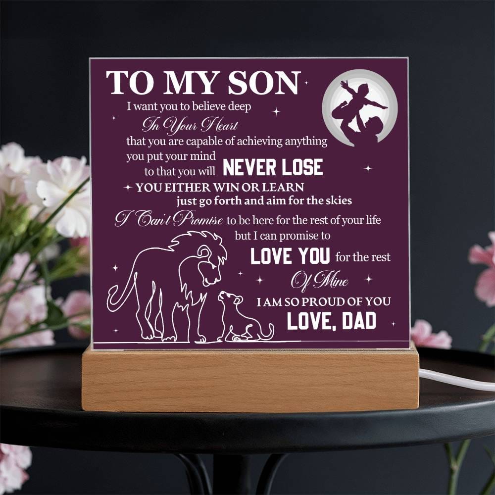 Gift for Son from Dad "I Am So Proud Of You" - Acrylic Square Plaque