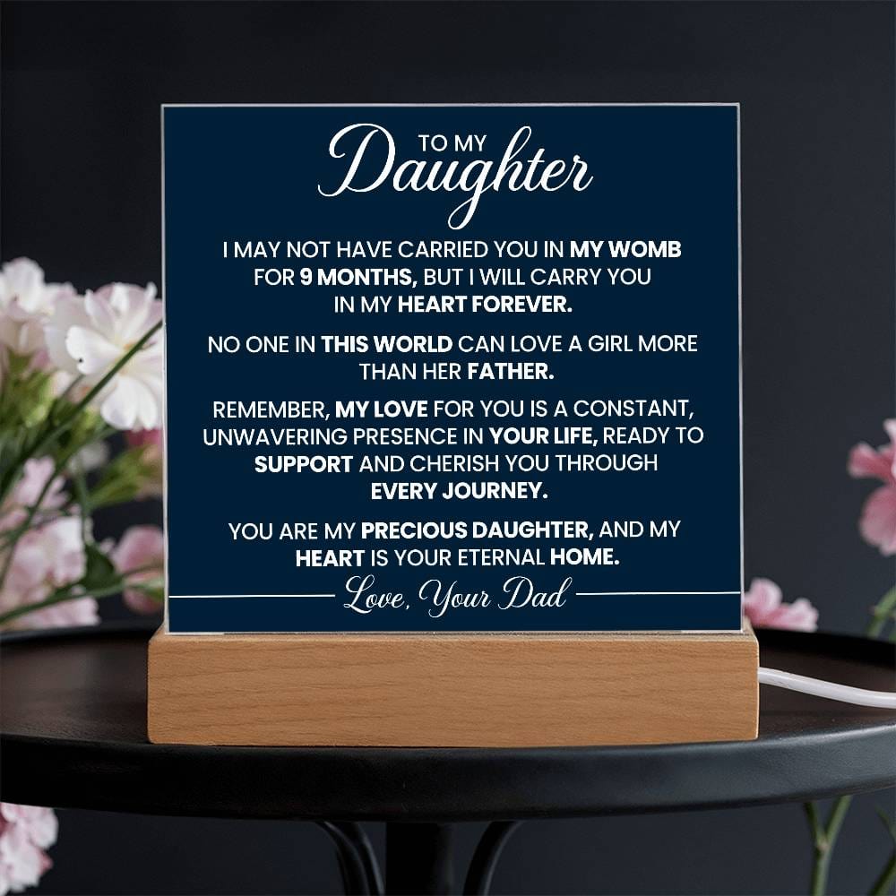 Gift for Daughter from Dad "In My Heart Forever" - Acrylic Square Plaque