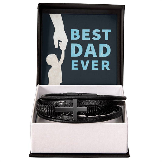 Gift for Dad "Best Dad Ever" - Men's Cross Bracelet