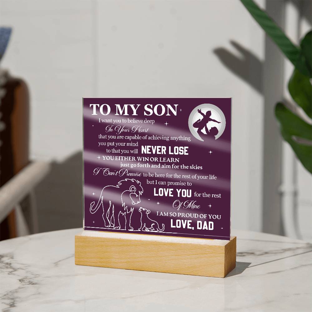 Gift for Son from Dad "I Am So Proud Of You" - Acrylic Square Plaque