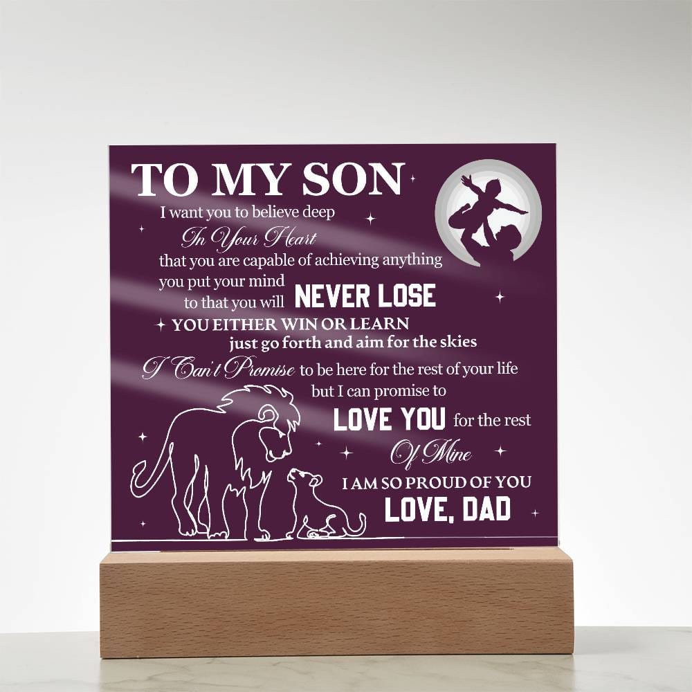 Gift for Son from Dad "I Am So Proud Of You" - Acrylic Square Plaque