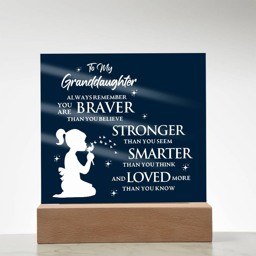 Gift for GrandDaughter "Loved More Than You Know" - Acrylic Square Plaque