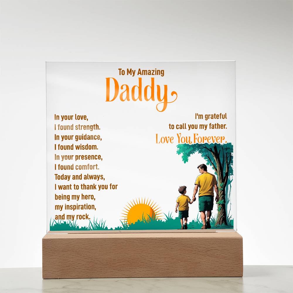 Gift for Dad "I am Grateful" - Acrylic Square Plaque