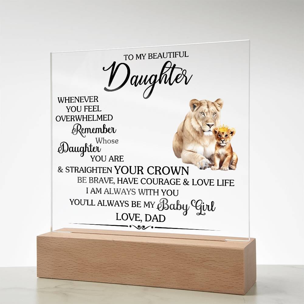 Gift for Daughter from Dad "Always Be My Baby Girl" - Acrylic Square Plaque