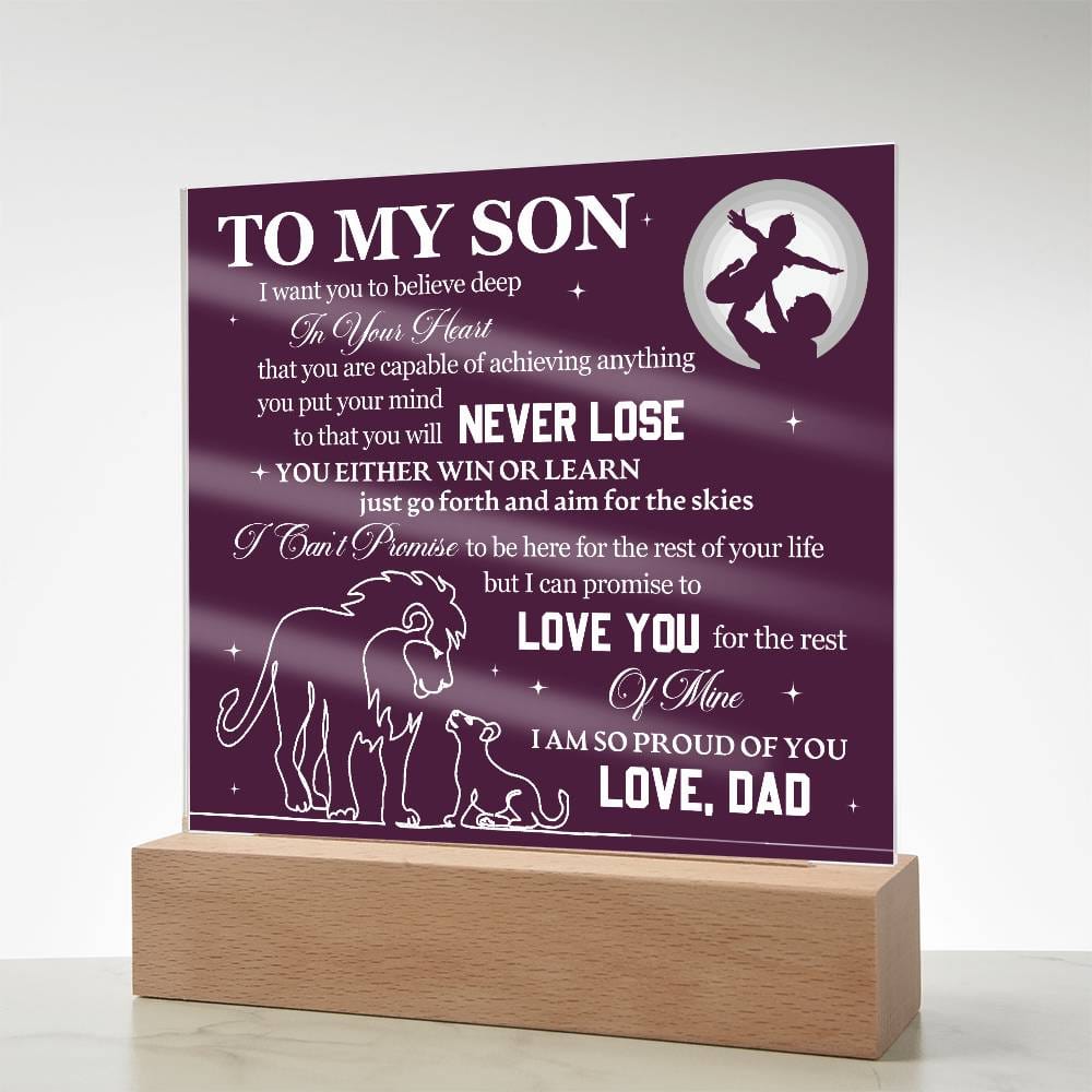 Gift for Son from Dad "I Am So Proud Of You" - Acrylic Square Plaque