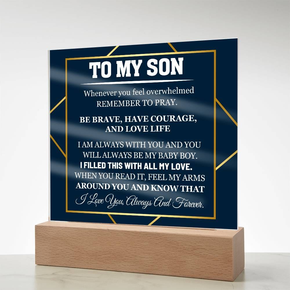 Gift for Son "Remember To Pray" - Acrylic Square Plaque