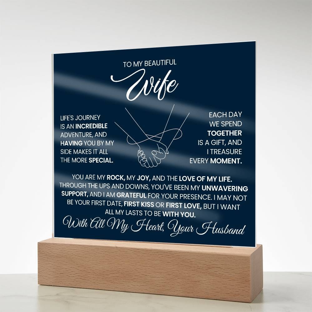 Gift for Wife from Husband "You Are My Rock" - Acrylic Square Plaque