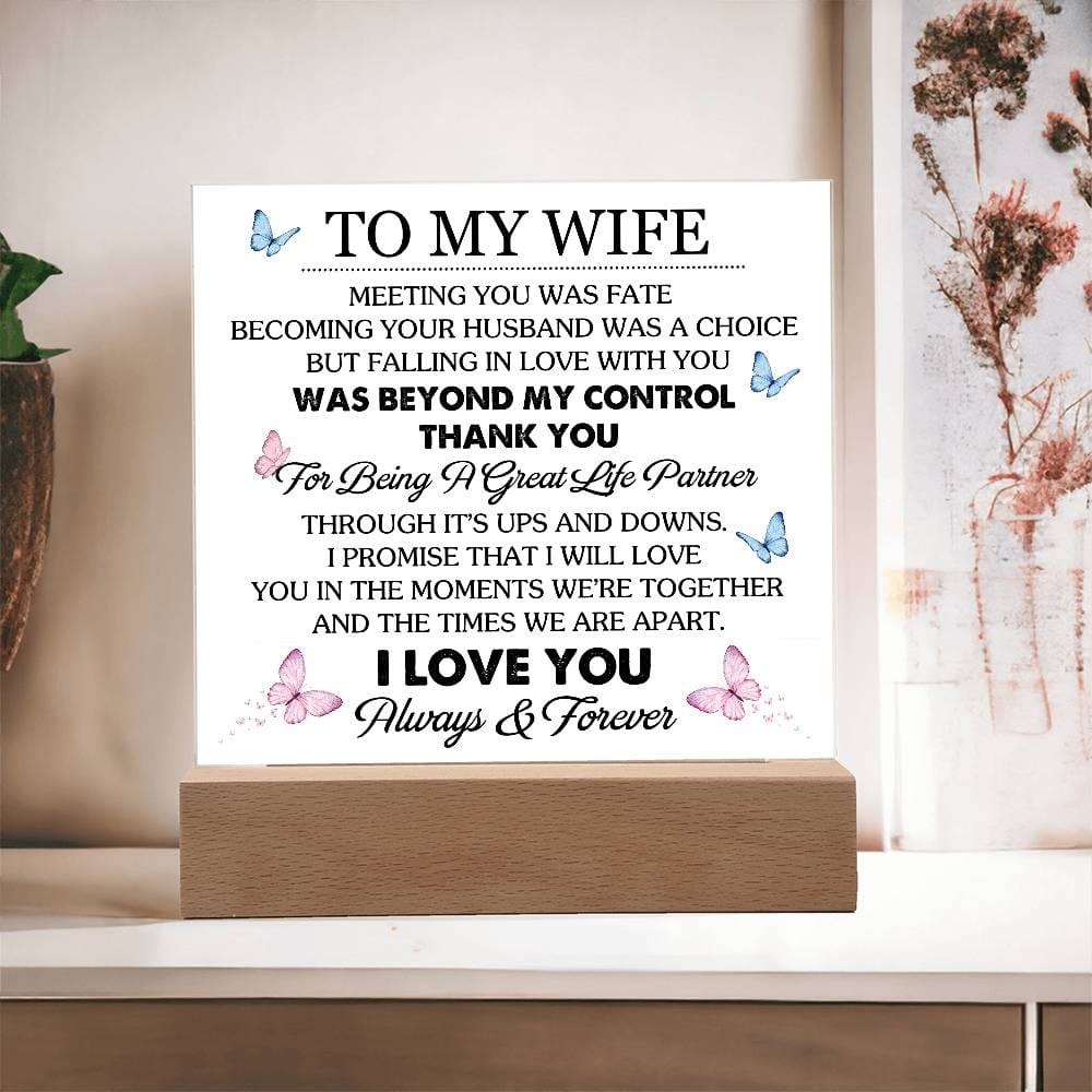 Gift for Wife from Husband "Great Life Partner" - Acrylic Square Plaque