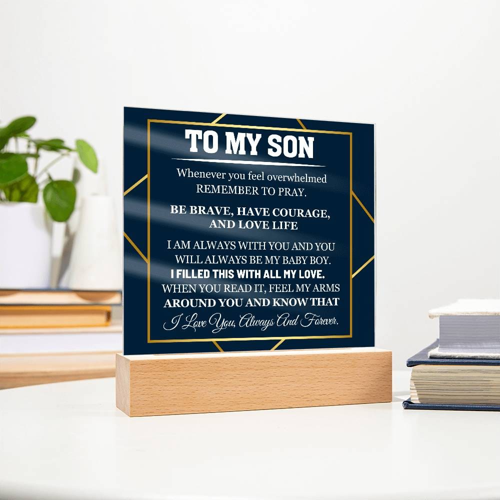 Gift for Son "Remember To Pray" - Acrylic Square Plaque