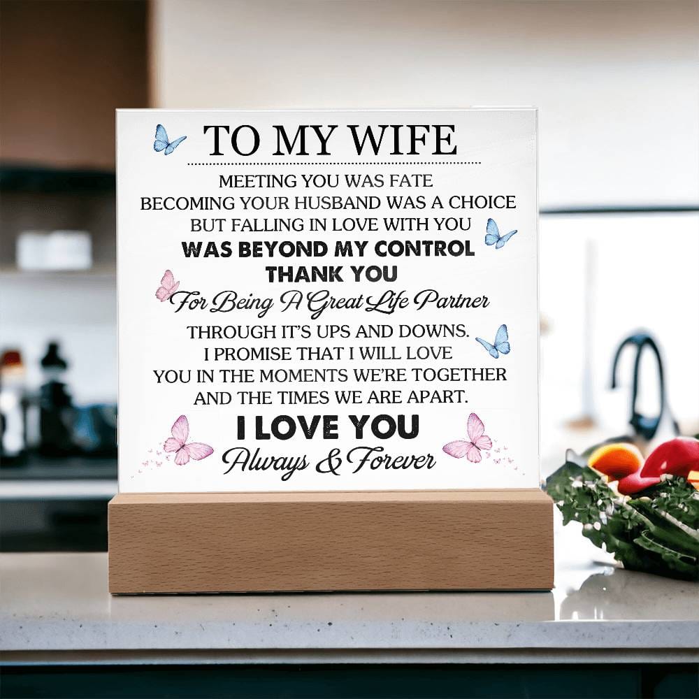 Gift for Wife from Husband "Great Life Partner" - Acrylic Square Plaque