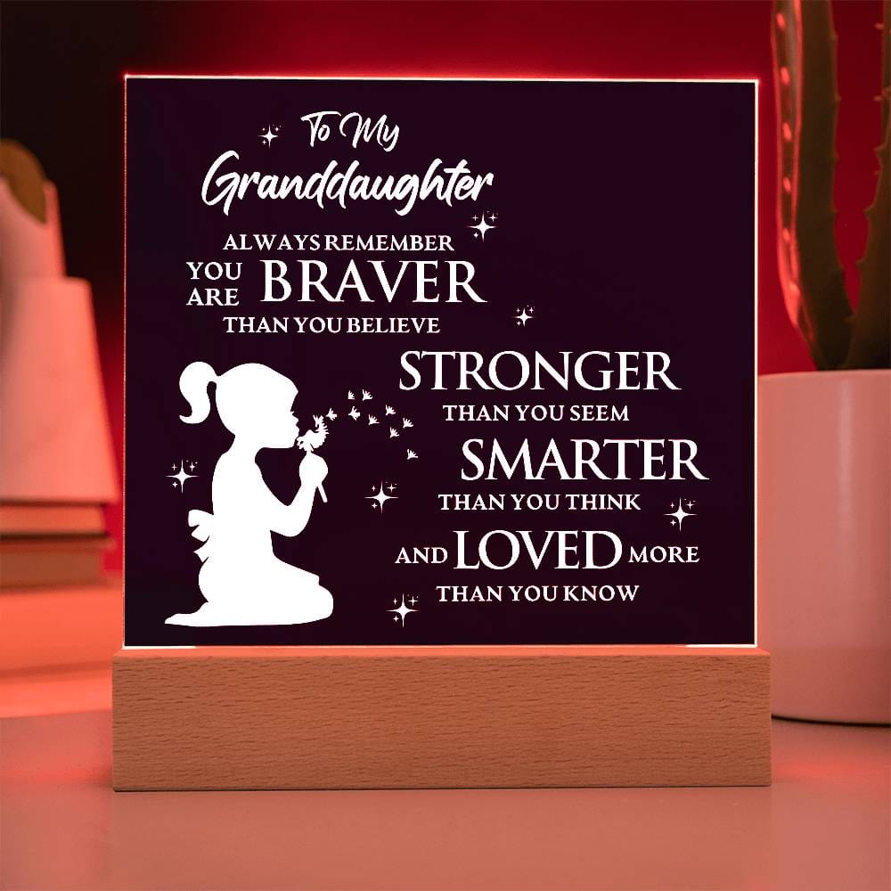 Gift for GrandDaughter "Loved More Than You Know" - Acrylic Square Plaque