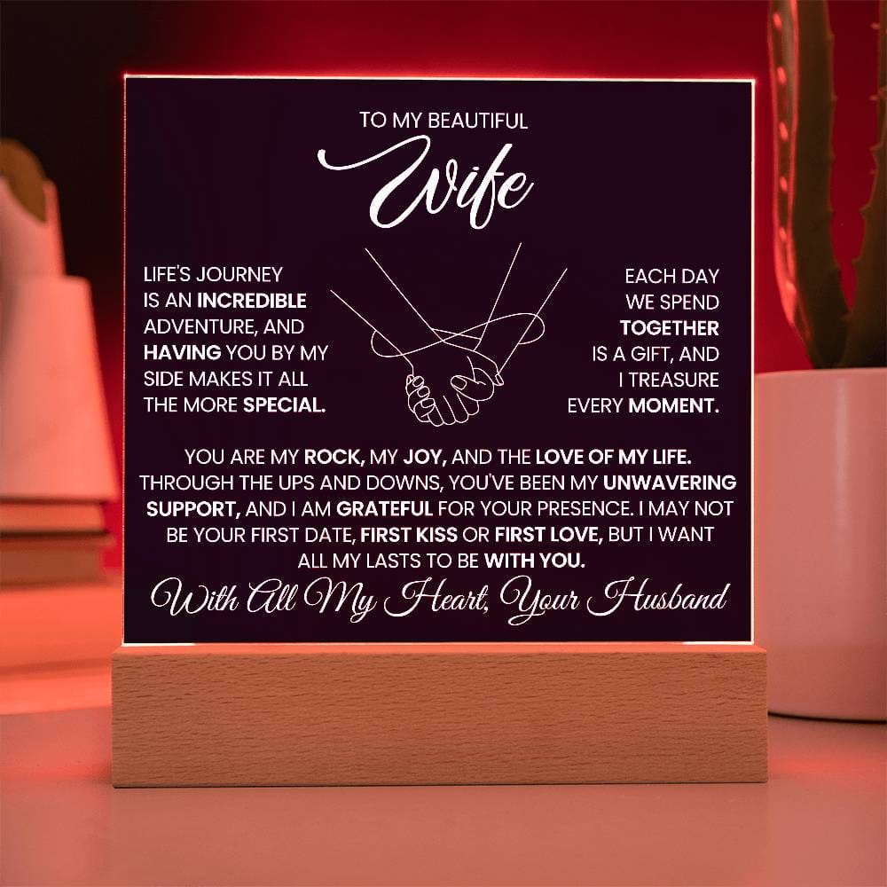 Gift for Wife from Husband "You Are My Rock" - Acrylic Square Plaque