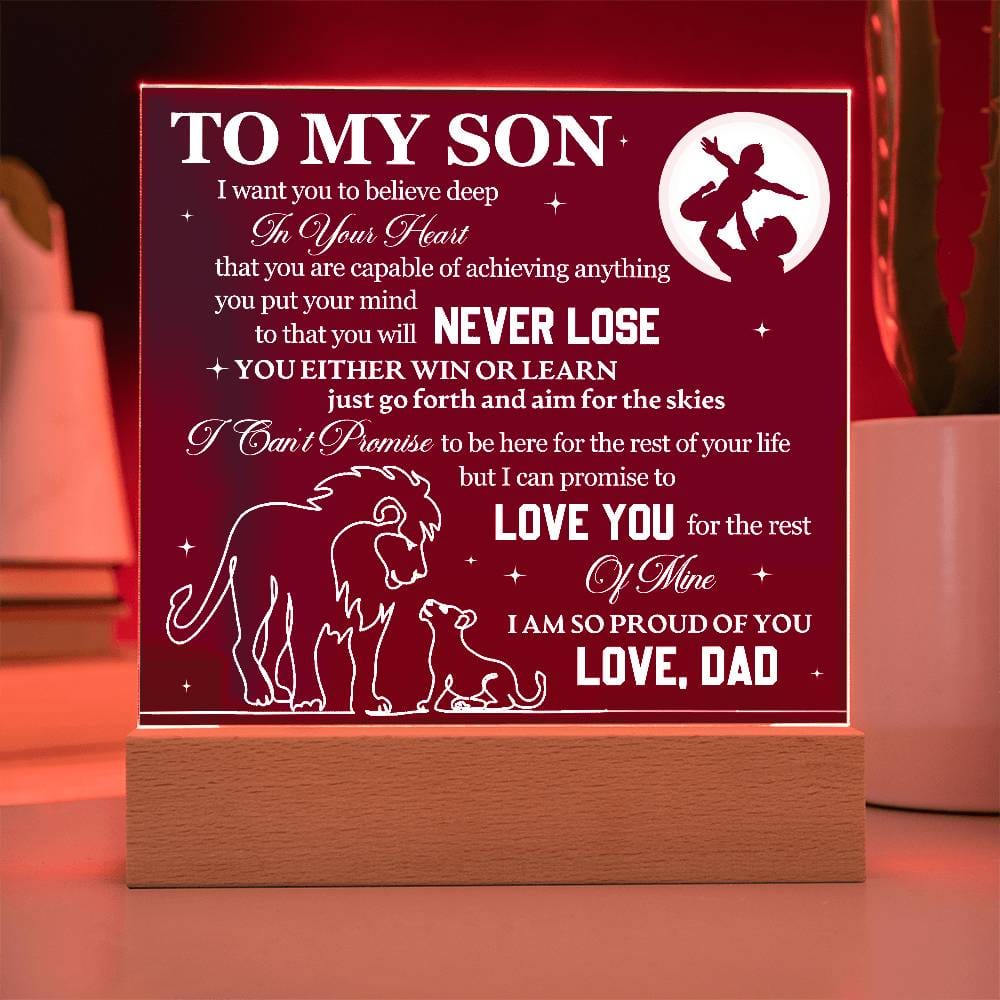 Gift for Son from Dad "I Am So Proud Of You" - Acrylic Square Plaque