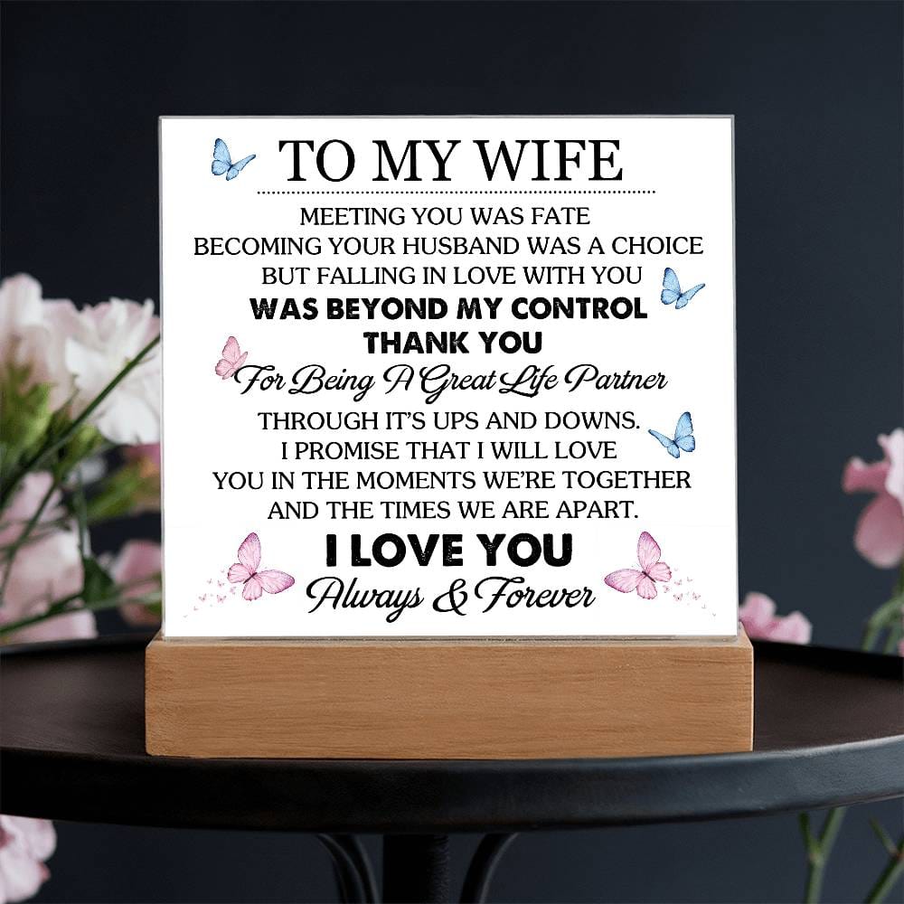 Gift for Wife from Husband "Great Life Partner" - Acrylic Square Plaque